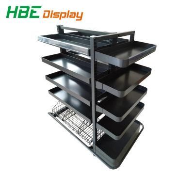 Double Sided Metal Display Gondola Rack with Metal Bumper