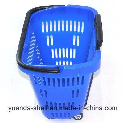 Shops Plastic 4 Wheels Baskets Supermarket Use Cheap Plastic Baskets