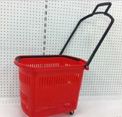 Supermarket Plastic Basket Cart with Wheels (YD-ZC8)