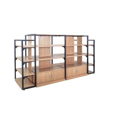 Supermarket Equipment Wooden Steel Right Angle Shelves and Customized Gondola