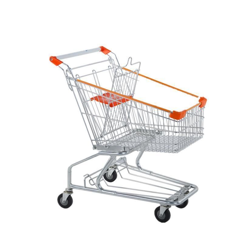 Volume 60-240L Supermarket Metal Shopping Trolley Cart with 4 Wheels