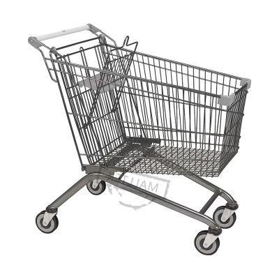 Steel Zinc Plated Supermarket Store Shopping Metal Trolley with TPR Wheels