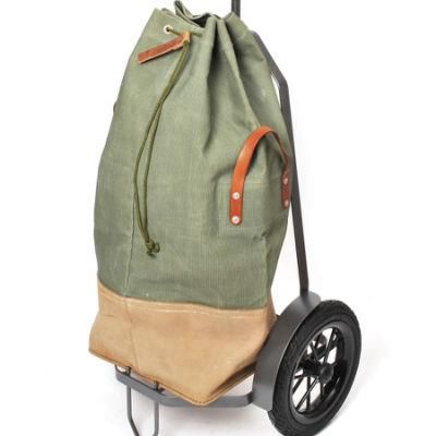 Customize Stylish Canvas with PU Leather Detachable Backpack Shopping Trolly Bag
