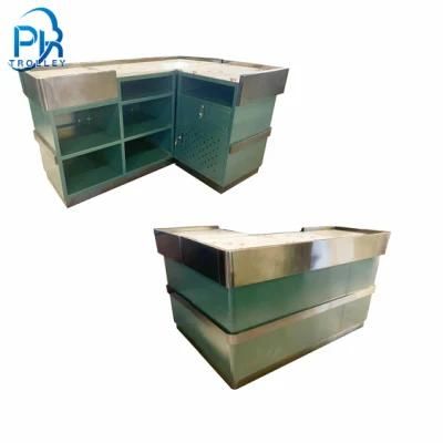 Green Powder Coated Supermarket Cash Checkout Counter