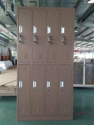 Brown 8 Doors Metal Storage Hanging Garment Locker Wardrobe Closet for Home and Office