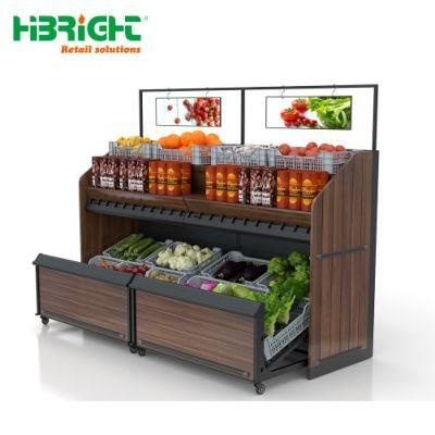 2 Tier Basket Market Shelves Fruit and Vegetable Rack for Shop