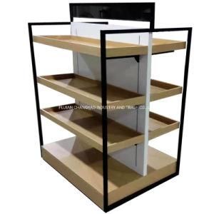 CY055-China Manufactured Customized Modern Designed Metal Frame Acrylic Wooden Supermarket Retail Display Shelf