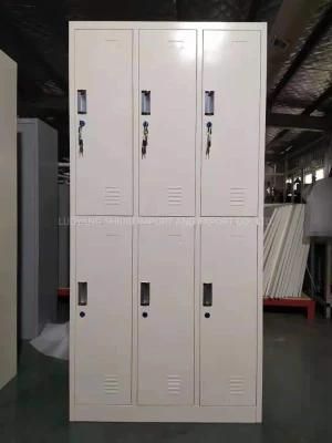 White 6 Compartment Metal Furniture Locker Changing Room Steel Locker Taquilla