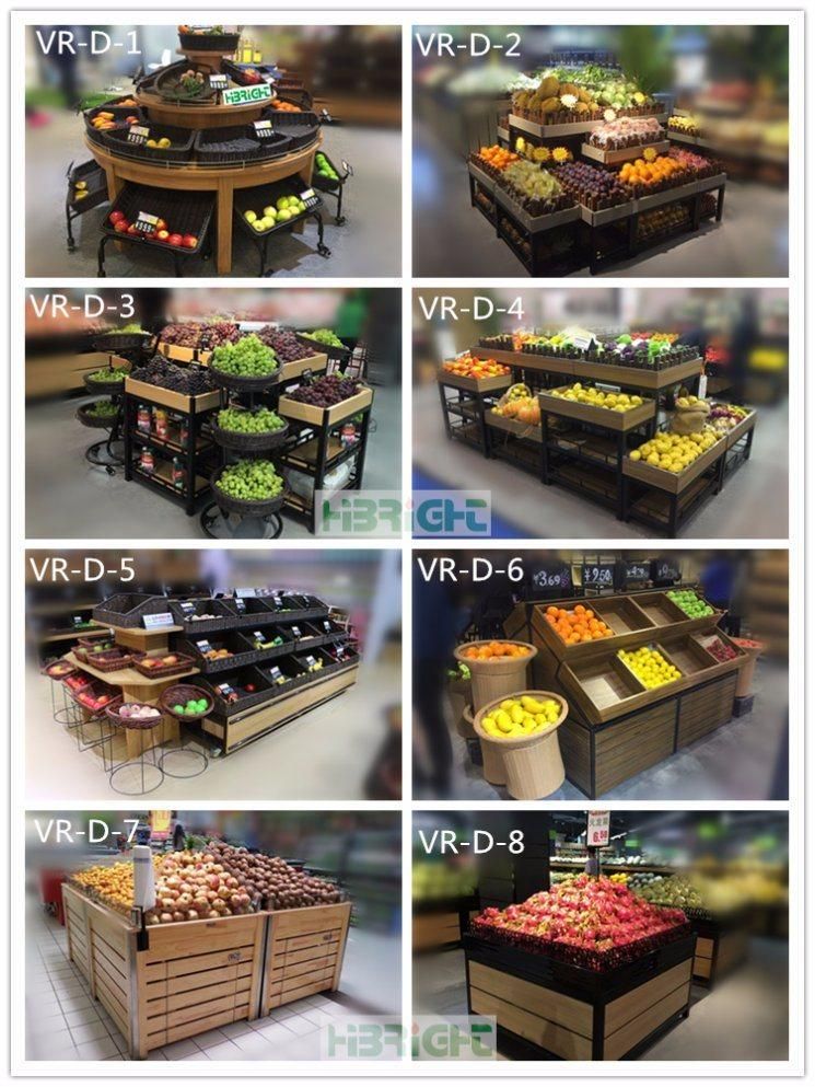 Supermarket Wooden Fruit and Vegetable Display Rack
