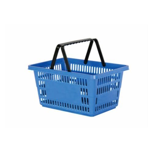 Small Trolley Plastic Basket Supermarket Equipment with Four Wheels 42L