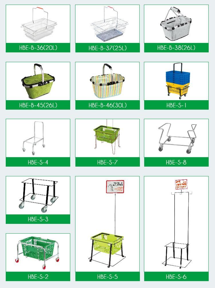 Supermarket Black Metal Shopping Baskets for Shops