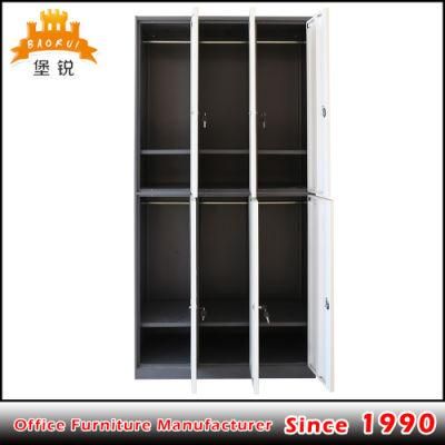 China Factory Metal Furniture Clothes Storage 6 Door Steel Wardrobe