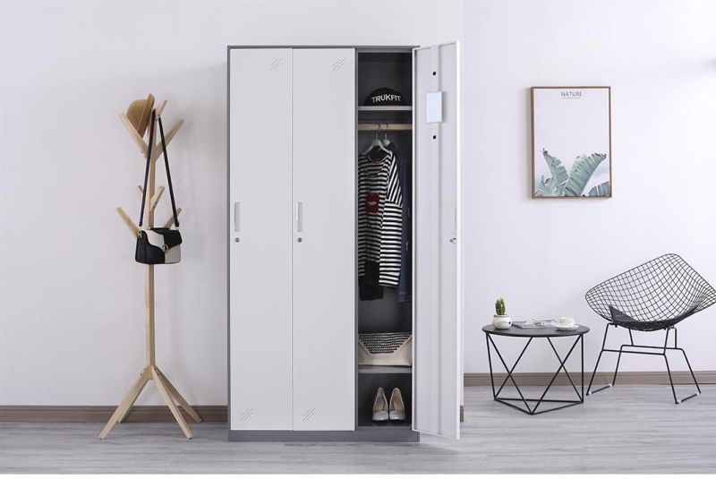 Grey Color Steel Locker Almirah Wardrobe 3 Door