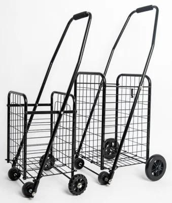 China Cheap Small Steel Folding Shopping Cart Foldable Grocery Wagon with Swivel Wheels