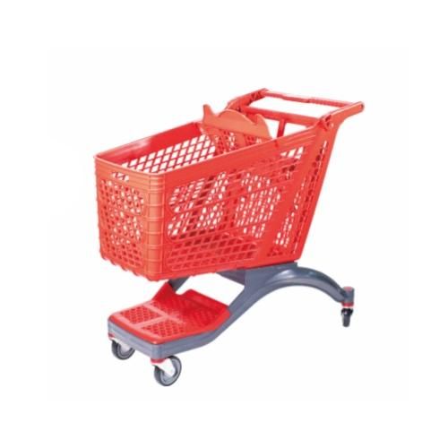 Reforced Plastic Shopping Cart with Huge Volume and Double Deck Storage