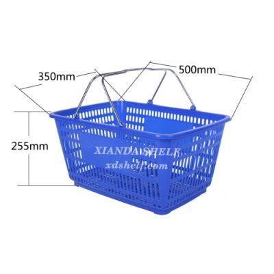 32liter Portable Plastic Shopping Basket with Metal Handle