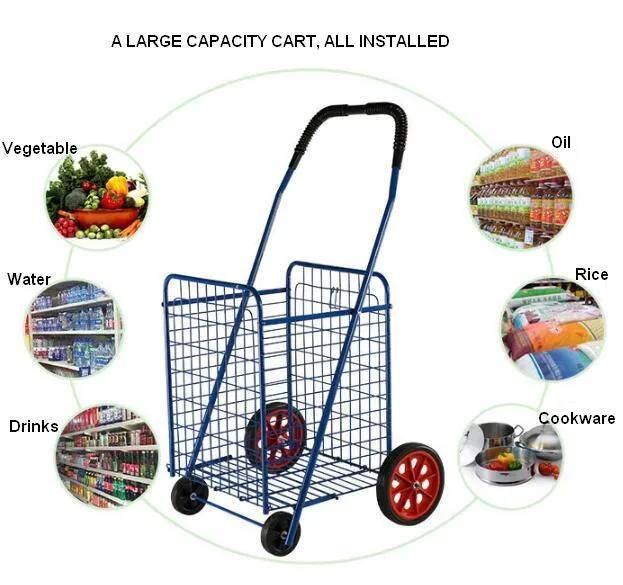 China Wholesale Large Metal Folding Trolley Grocery Foldable Shopping Cart