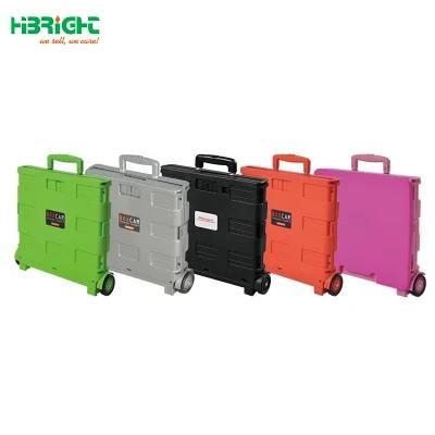 Supermarket Trolley Folding Wheeled Crate with Handle