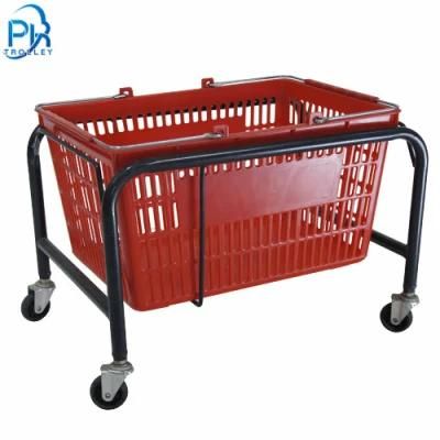 Shunhong Custom Stacking Storage Basket Stand Shopping Basket Holder with Wheels for Supermarket