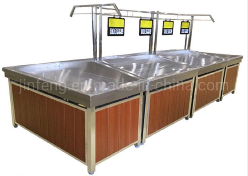 Customized Supermarket Display Rack with Wood for Storage Vegetable and Fruit