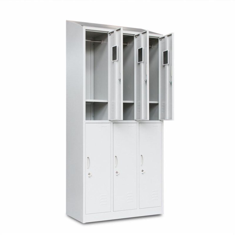 School Use 6 Doors Steel Cabinet Metal Locker with Sloping Top