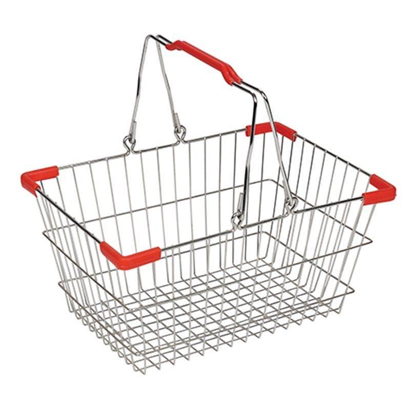 Fashionable Portable Supermarket Shopping Basket Metal Carry Shopping Basket Chrome Basket