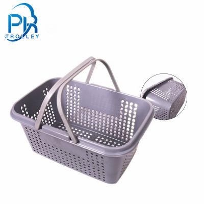 Grey blue Shopping Basket Supermarket Plastic Handle Shopping Basket