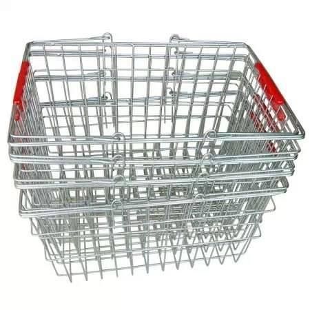 Supermarket Shopping Metal Wire Basket with Handles