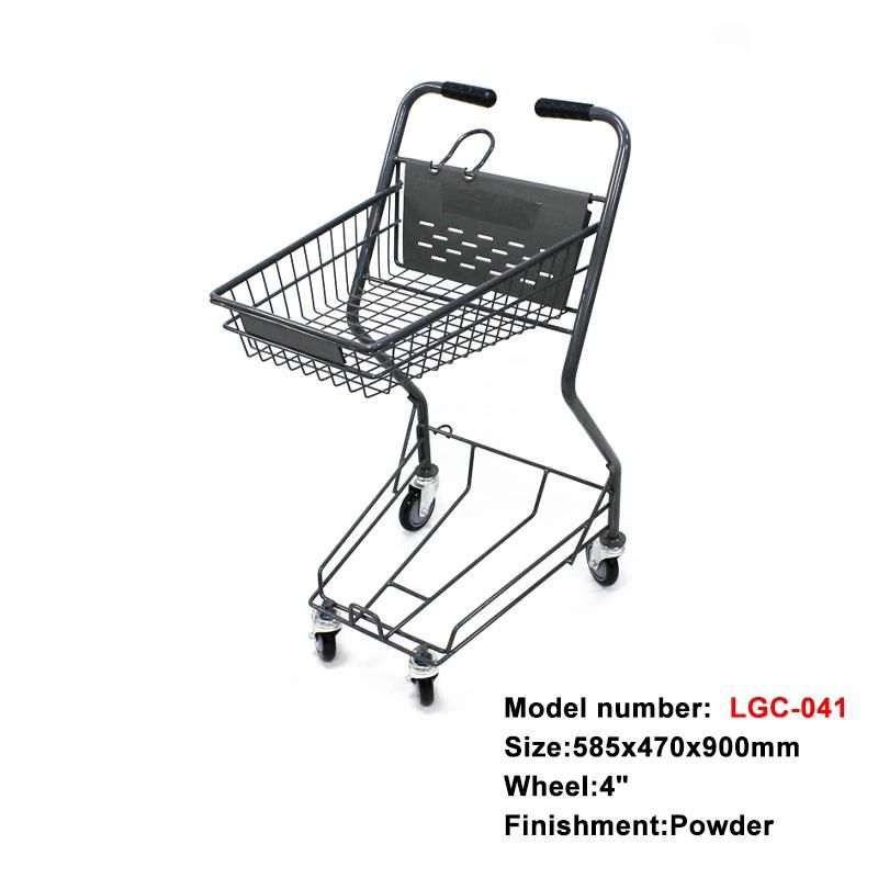 Japanese Style Supermarket Metal Shopping Cart Trolley with Wheels