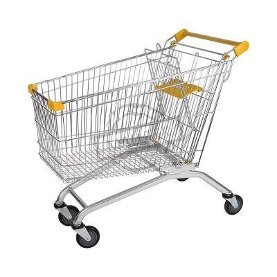 Hot Sale Supermarket Galvanized Trolley with 5 Inch PU Wheel