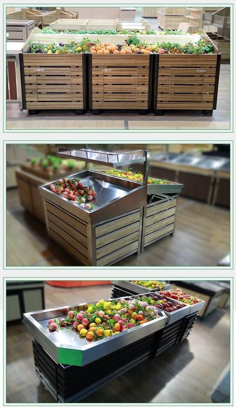Supermarket Store Display Metal Wooden Dry Food Carts Grains Display Rack Stand Rack Gondola Units
