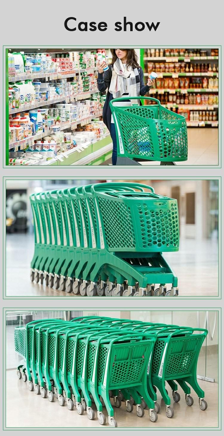 Plastic Shopping 100L Supermarket Trolley Dimensions for Hypermarket