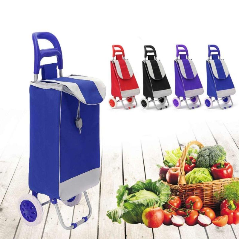 Retail Stores Waterproof Oxford Vegetable Shopping Cart Trolley Bag with Wheels