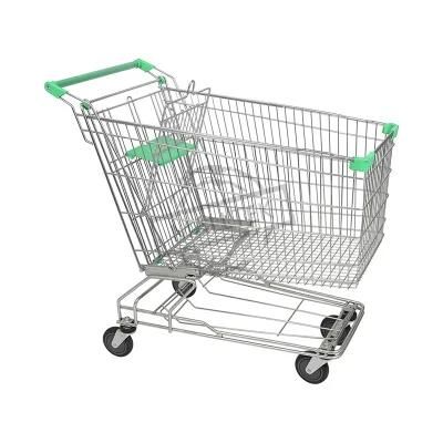 High Quality Metal Galvanized Asian Supermarket Shopping Trolley