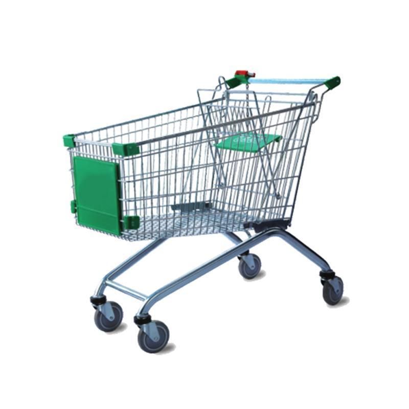 Grocery Shopping Trolley with Four Wheels Supermarket Shopping Cart