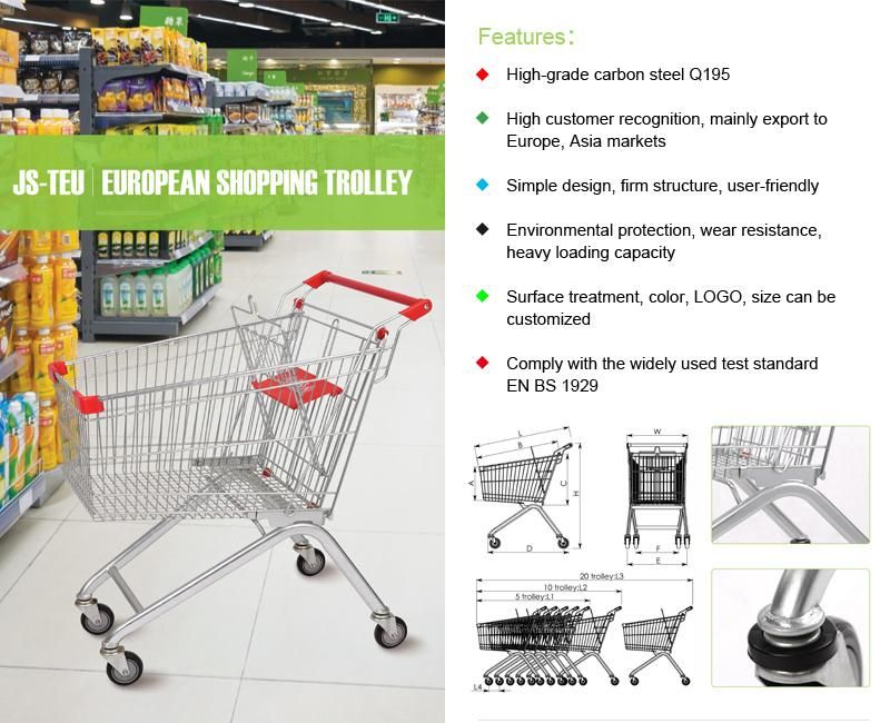 240 European Large Capacity Shopping Carts in Carrefour Supermarket