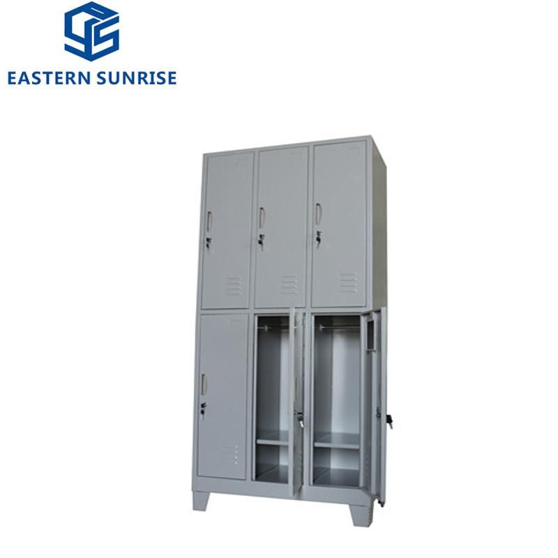 6 Door Steel Clothes Storage Wardrobe Metal Steel Gym Locker