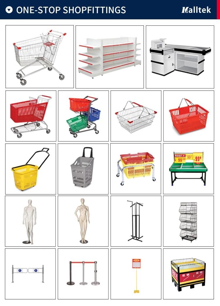 4 Wheels Asian Metal Supermarket Retail Hand Shopping Cart Trolley