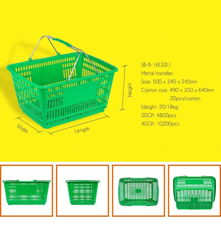 Shopping Orange Plastic Baskets for Supermarkets