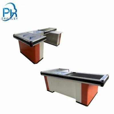 Supermarket Cash Checkout Electric Conveyor Belt Checkout Counter