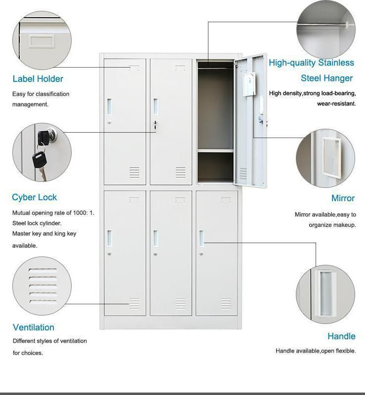 Fashion Original Factory Bedroom Storage Cabinet Locker 9 Door Steel Lockers with Mirror