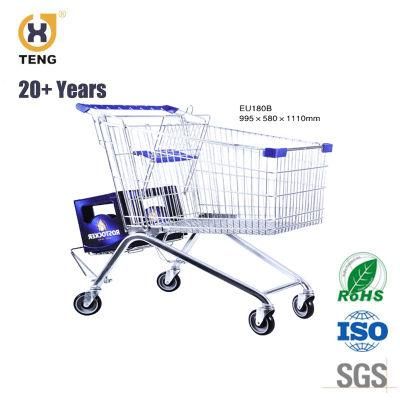 Factory Price EU Style 180L Supermarket Metal Shopping Trolley Carts