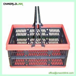 15kg Load Plastic Shopping Folding Basket with Handle