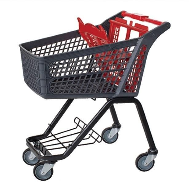 100L Supermarket Plastic Wheeled Shopping Trolley Hand Cart