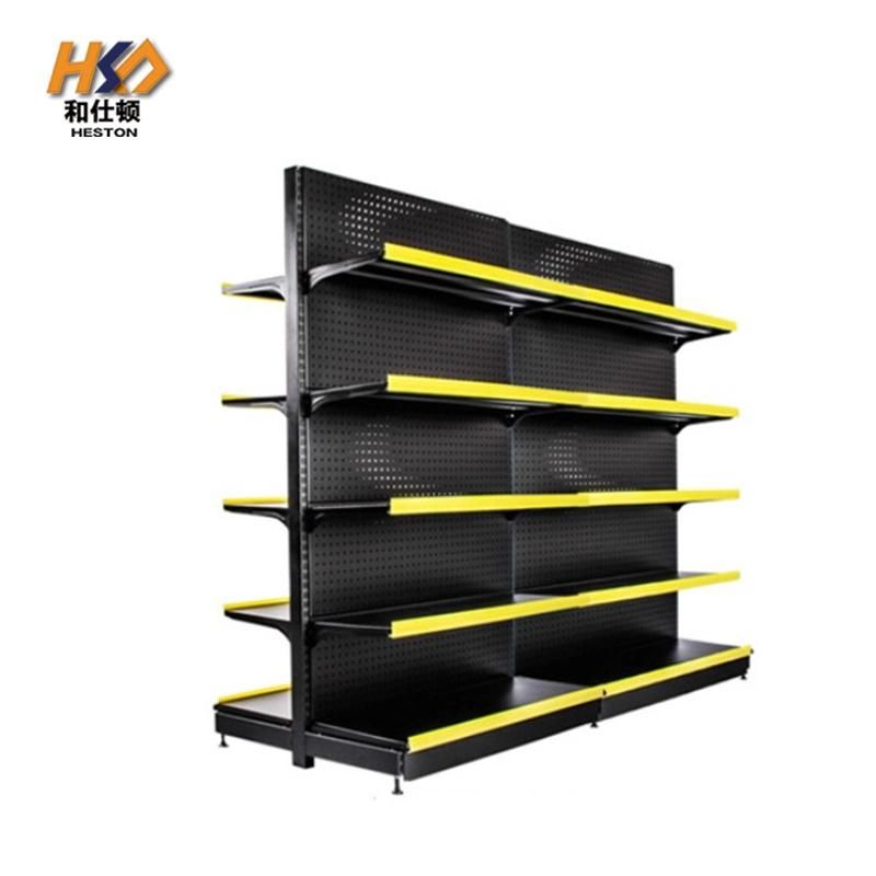 Double Sided Supermarket Shelf with Wire Shelf Shelving System Used in Supermarket