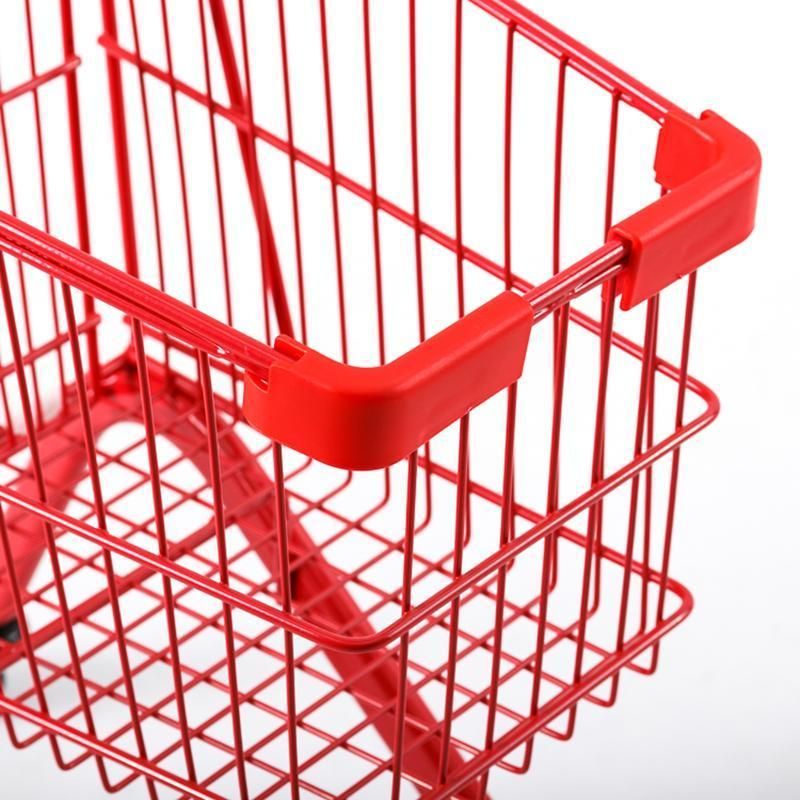 Supermarket Rolling Shopping Metal Basket Wheels Trolley