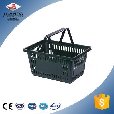 Supermarket Store Folded New Style Recycled Plastic Shopping Basket with Handle