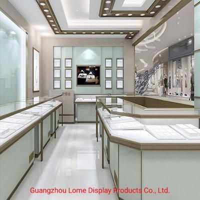 Modern Stainless Steel Diamond Cabinet Glass Jewelry Display Custom Showcase for Shop