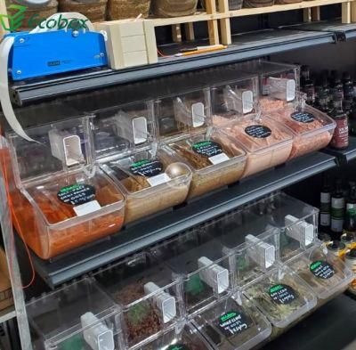 Supermarket Acrylic Bulk Feed Storage Bins Scoop Bin