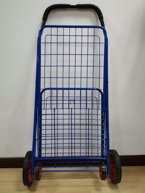 China Large Heavy Duty Metal Shopping Foldable Cart with Four Swivel Wheels